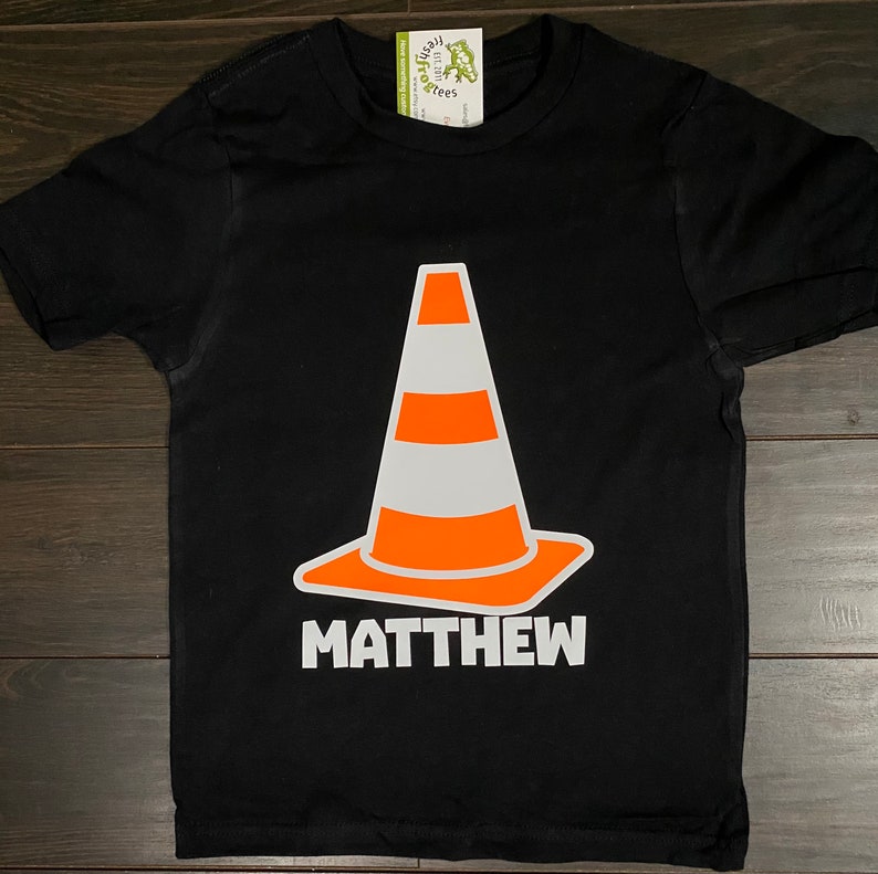 Personalized Construction Cone Construction Birthday Shirt image 2