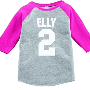 Birthday Number Jersey Number Shirt 3/4 or long sleeve relaxed fit raglan baseball shirt image 3