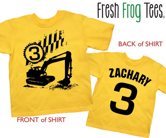 EXCAVATOR BIRTHDAY SHIRT PERSONALIZED NAME AGE CONSTRUCTION BIRTHDAY SHIRT