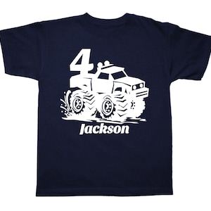 Monster Truck Birthday Shirt Personalized Birthday Shirt any age and name pick your colors image 1