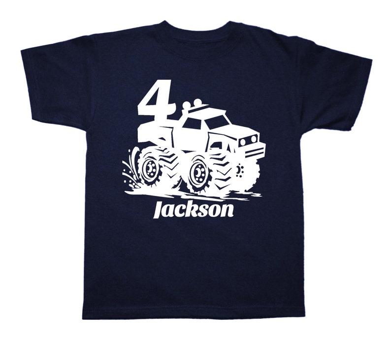 Monster Truck Birthday Shirt Personalized Birthday Shirt any age and name pick your colors image 1