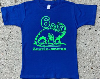 Birthday Brontosaurus Dinosaur Shirt - any age and name - pick your colors!