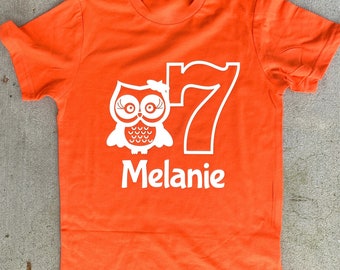 Owl Personalized Birthday Shirt - any age and name - pick your colors!