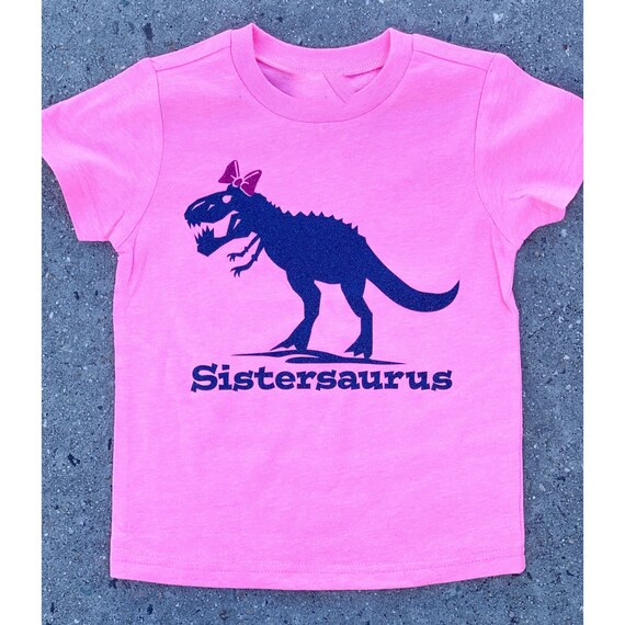Dinosaur Glitter T Shirt Girl Sister T 