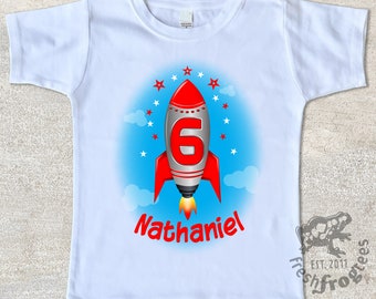 Rocket Birthday Shirt for boys - Outer Space birthday shirt Personalized any age and name