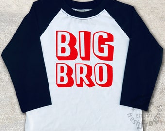 Big Brother shirt sibling Sports Jersey Shirt-3/4 or long sleeve relaxed fit raglan baseball shirt-Any name - pick your colors!