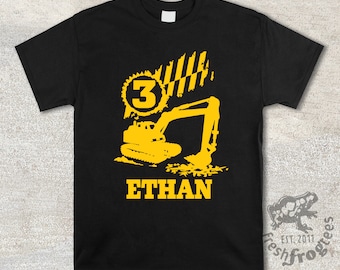 Excavator Birthday Shirt for boys - Personalized Construction Party tshirt