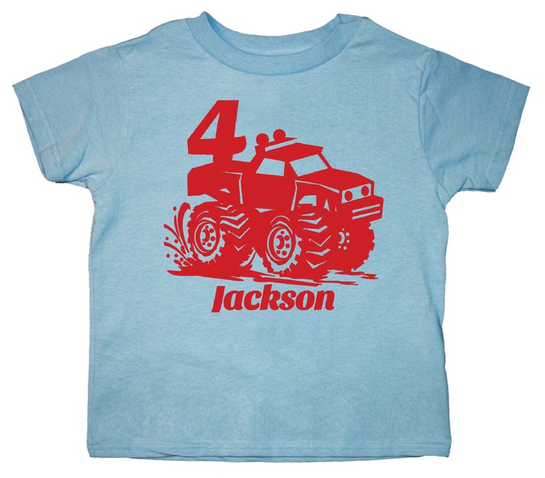 Monster Truck Birthday Shirt Personalized Birthday Shirt any age and name pick your colors image 2