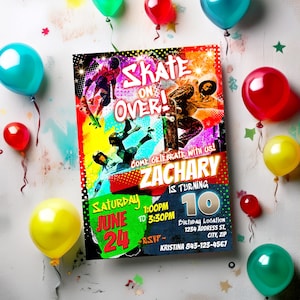 Skateboard birthday invitation editable digital invite | EASY EDIT!