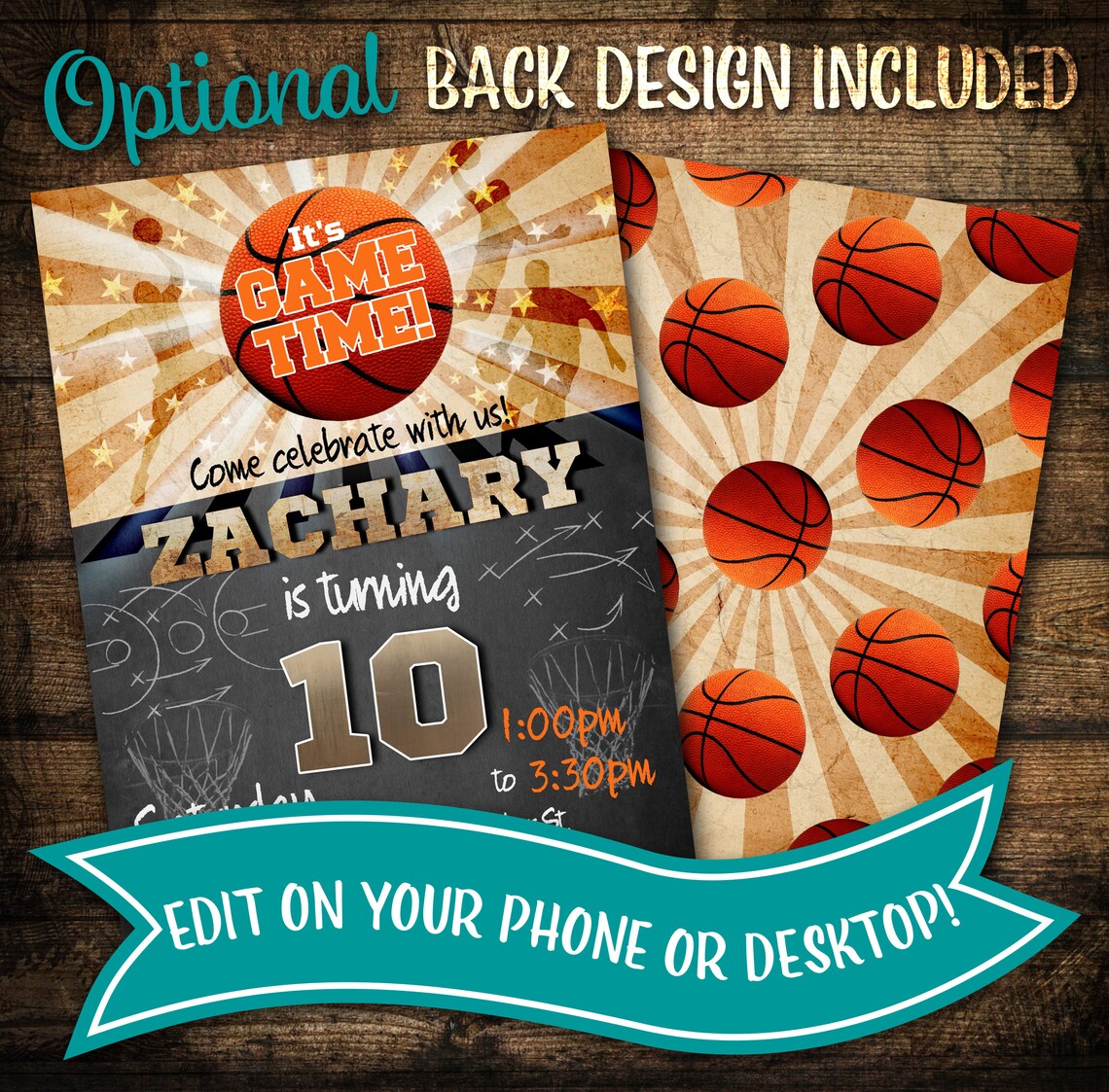 Basketball Birthday Invitation Basketball Birthday Party Card Etsy