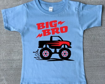 Big Brother Monster Truck Shirt - Birth announcement gift - any name - pick your colors!