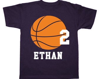 Basketball Sportsball Personalized Birthday Shirt - any age and name - pick your colors!