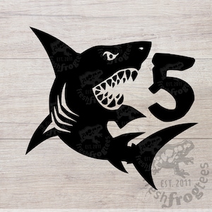 Tiburón 5 svg, tiburón cumpleaños svg cinco vectores para Cricut