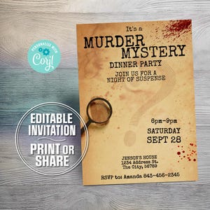Murder Mystery Dinner Party Einladung | Cocktail Party einladen | EINFACHE BEARBEITUNG!