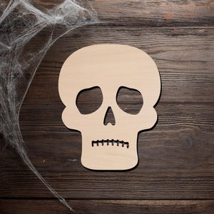 Skull Unfinished Wooden Laser Cut Shape | Skull DIY Halloween Craft Ready to Paint
