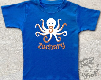 Octopus birthday shirt for boys or girls with glitter 1st birthday shirt 2nd 3rd 4th 5th 6th 7th 8th 9th