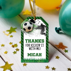 Soccer Thank You Tag, Soccer Birthday Party Favor Tag | Easy Edit