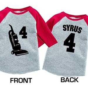 Vacuum Cleaner Birthday Shirt - Personalized Vacuum Shirt - 3/4 or long sleeve relaxed fit raglan baseball style