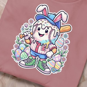 Easter png Baseball PNG, Bunny Baseball Png, Cute Baseball Player, Pastel Easter Egg Baseball Design, png , Egg Hunt Png
