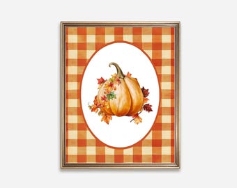 Thanksgiving Home Decor Living Room Fall Wall Art Printable Pumpkin Digital Download