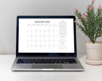 Calendar Printable 2027 2026  in Horizontal/Landscape Layout: A4 & Letter Size (PDF Download)