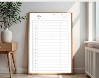 Calendar Printable 2027 2026 Blank Family Calendar Wall A3 Size (PDF Download)