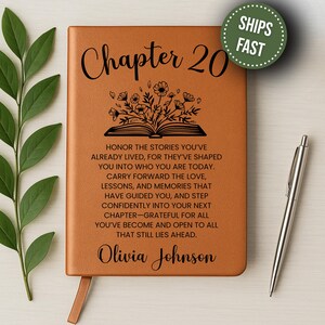 20th Birthday Gift for Her or Him Personalized Chapter 20 Journal with Name Book Flower Notebook 20th Keepsake Gift Idea