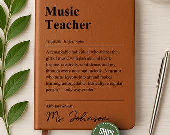 Personalized Music Teacher Vegan Leather Journal