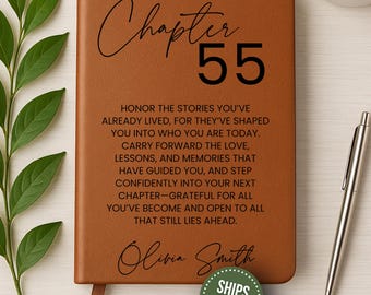 Personalized 55th Birthday Gift Chapter Fifty Five Journal Custom Name Notebook Customized 55th Birthday Gift  Friend Present  Book Lover