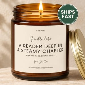 Funny Smut Reader Candle, Spicy Romance Book Lover Gift, Personalized Amber Jar, Steamy Chapter Humor, Book Club Reader Present