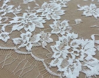 Off white lace Fabric by the Yard, Bridal Wedding Dressmaking Sewing Material XX052A-TL11