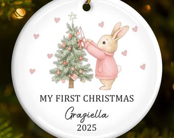 Personalized Baby's First Christmas Ornament, Ceramic Keepsake