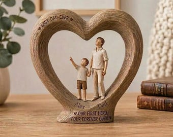 Targa acrilica personalizzata con stampa per papà, regalo personalizzato per la festa del papà dai figli, decorazione a forma di cuore con la scritta "Il miglior papà di sempre".