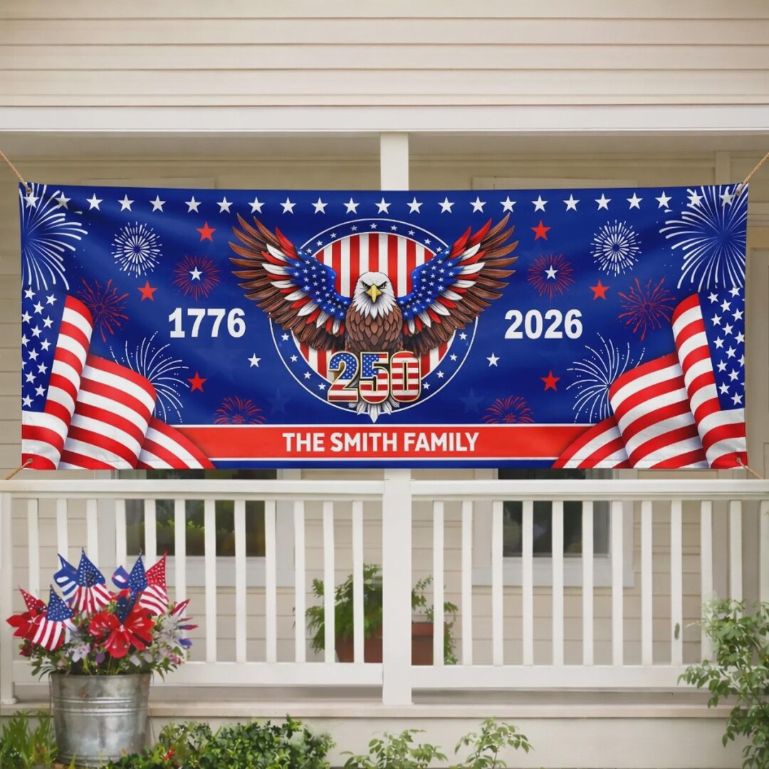 Custom Horizontal Banner - Personalized America 250th Anniversary Gifts ...