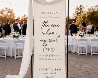 Personalized Wedding Banner, Song of Solomon 3:4 Linen Sign, Custom Ceremony Banner, Christian Wedding Decor, Fabric Wedding Sign