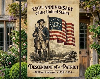 建国250周年記念アメリカ国旗、愛国者の庭旗の子孫、1776年から2026年までのアメリカ国旗、愛国的な庭旗、カスタム名入り独立記念旗
