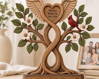 Personalized Cardinal Memorial Tree, Sympathy Gift for Loss of Loved One, Remembrance Wood Table Decor, Bereavement Keepsake