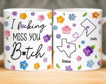 Caneca divertida para melhor amiga – Mapa personalizado do estado, presente para quem mora longe