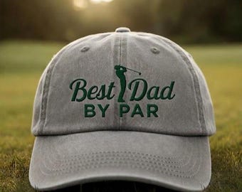 Cappellino da golf "Best Dad By Par", divertente cappellino per papà golfista, regalo per la festa del papà per golfisti, cappellino da baseball beige ricamato