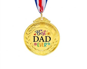 Best Dad Ever Medal, Father’s Day Award Medal Gift, Funny Dad Trophy Keepsake, Gold Winner Medal for Daddy from Kids