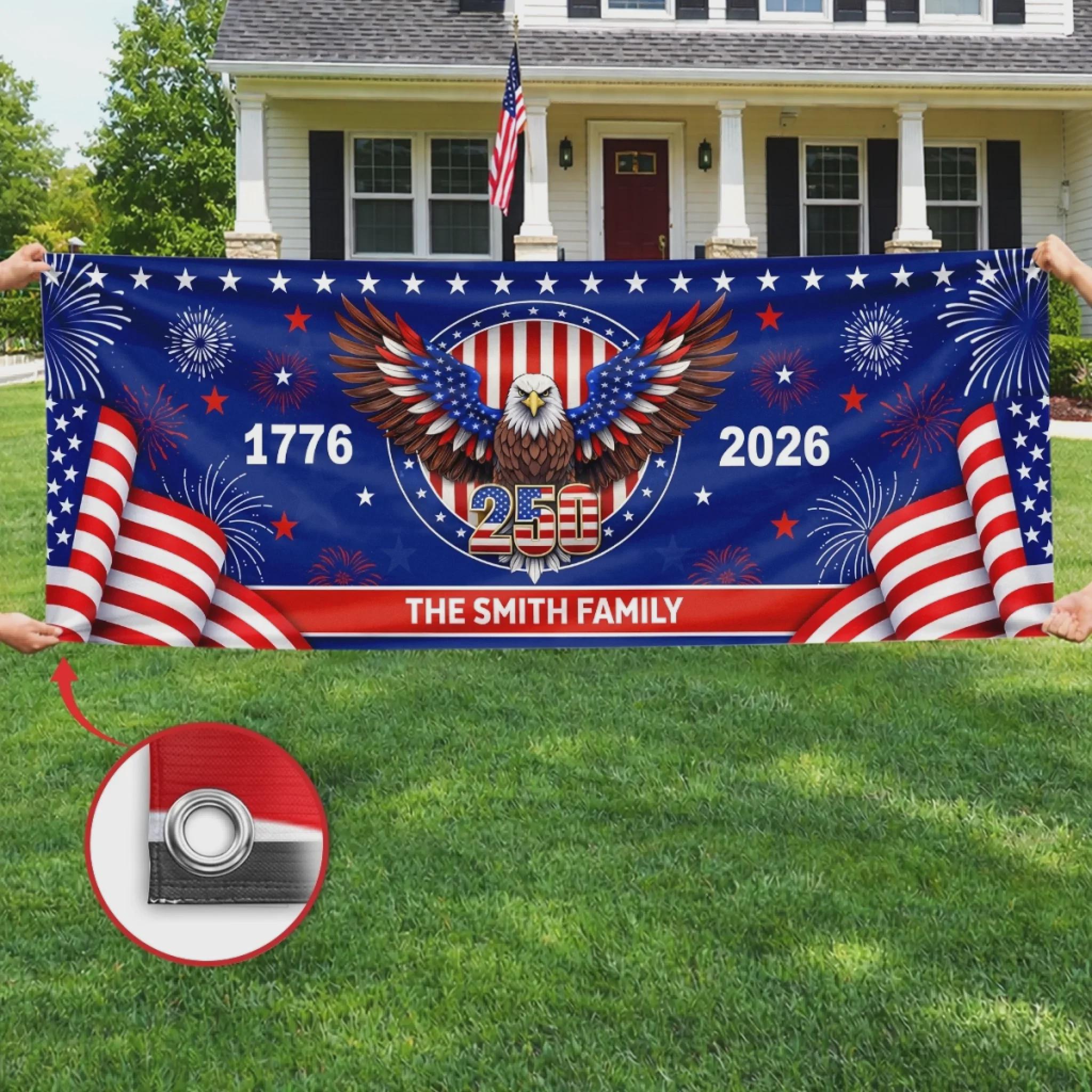 Custom Horizontal Banner - Personalized America 250th Anniversary Gifts ...