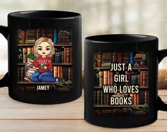 Personalized Book Lover Mug, Custom Name Librarian Gift