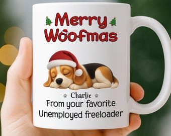 Personalized Merry Woofmas Dog Mug – Funny Pet Christmas Gift
