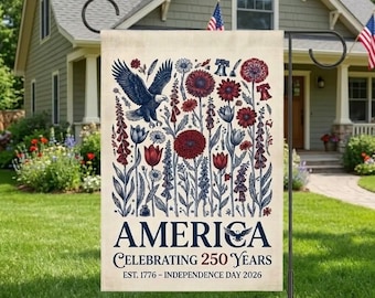 Bandiera da giardino patriottica per il 250° anniversario dell'America, stendardo floreale per il Giorno dell'Indipendenza degli Stati Uniti, decorazione anti-Trump discreta, bandiera del quinquennio
