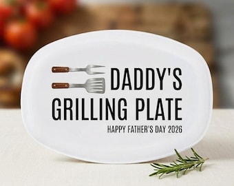 Piatto da barbecue personalizzato per papà, vassoio da portata per barbecue personalizzato, regalo per la festa del papà dai figli, regalo per papà appassionato di grigliate