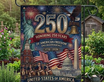 Bandiera da giardino America 250 1776-2026, decorazione patriottica per esterni, bandiera da giardino per il giorno del quinquincentenario dell'indipendenza degli Stati Uniti