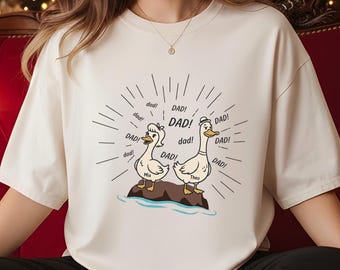 名入れダックパパシャツ、パパパパTシャツ、カスタムキッズネームシャツ、お父さんへの面白い父の日ギフト、ガチョウファミリーTシャツ