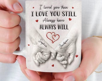 Personalized "Love Grows Stronger With Us" Mug - Faux 3D Inflated Effect - Custom Anniversary Gift for Husband & Wife