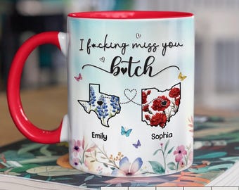 Personalized Long Distance Friendship Mug: State Map Gift for Bestie