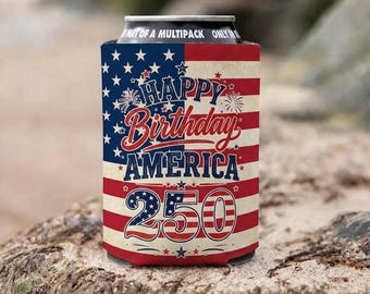 Amerika 250 Dosenkühler, alles Gute zum Geburtstag Amerika 250 Koozie, Vaterländische Biertasche, 250-jähriges Jubiläumsgeschenk